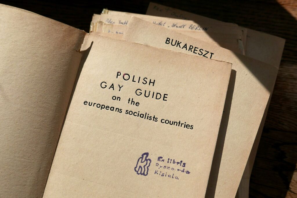 Old book with a title: Polish Gay Guide on the europeans socialists countries.