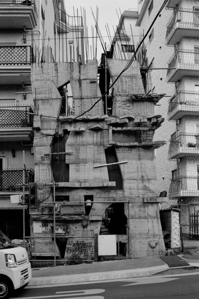 Brutalist architecture in a black and white photography.